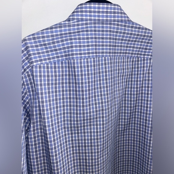 untuckit great used condition blue plaid shirt slim fit wrinkle free 100% cotton - Picture 7 of 7